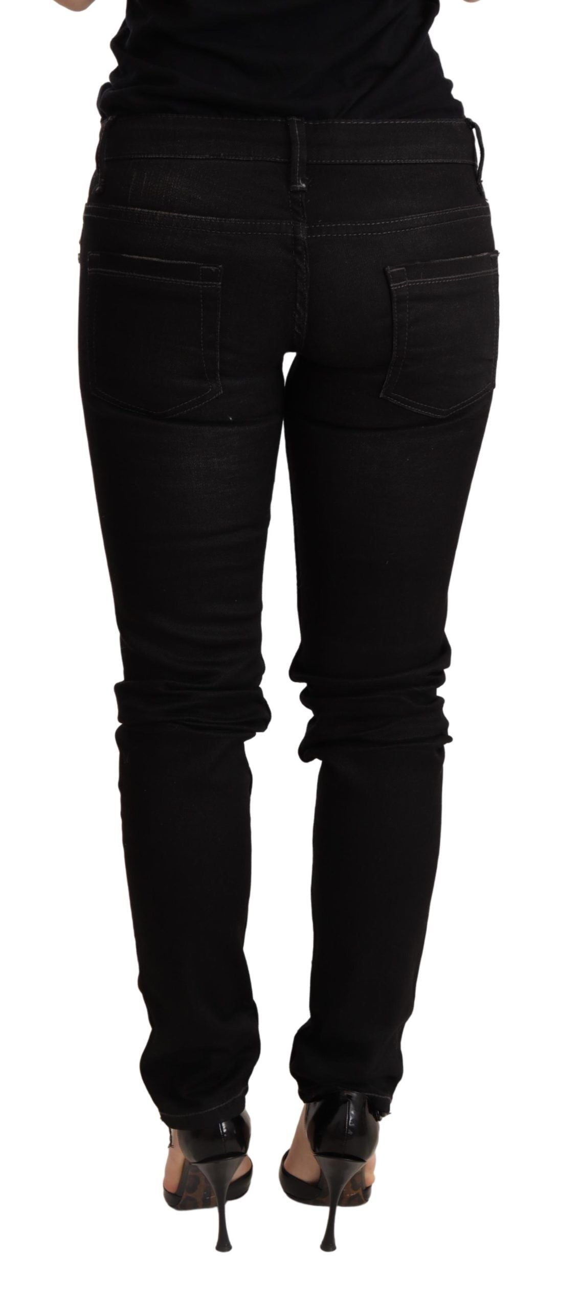 Black Low Waist Skinny Denim Trouser