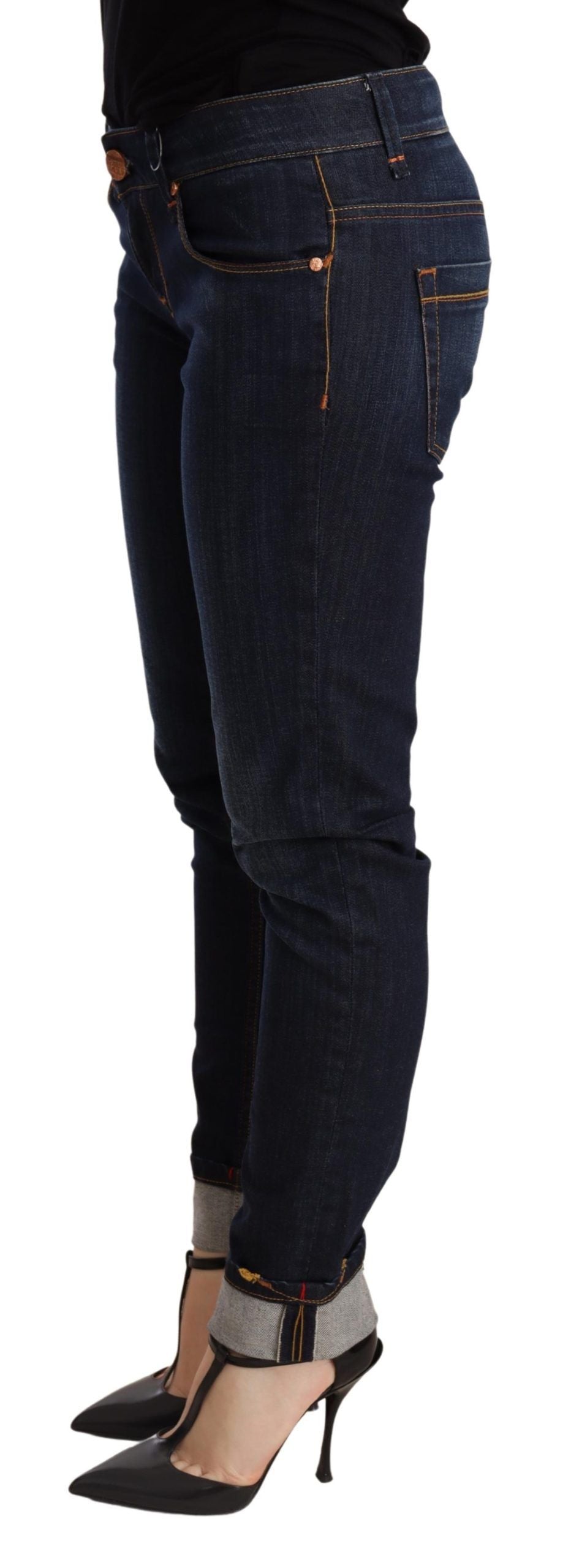 Blue Washed Low Waist Skinny Denim Trouser