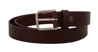 Thumbnail for Elegant Maroon Leather Belt with Logo Buckle