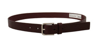 Thumbnail for Elegant Maroon Leather Belt with Logo Buckle