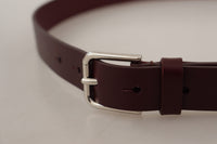 Thumbnail for Elegant Maroon Leather Belt with Logo Buckle