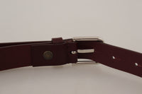 Thumbnail for Elegant Maroon Leather Belt with Logo Buckle