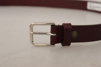 Thumbnail for Elegant Maroon Leather Belt with Logo Buckle