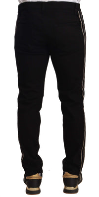 Thumbnail for Heraldic Embroidered Slim Fit Black Jeans