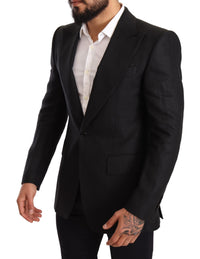 Thumbnail for Elegant Slim Fit Black Linen Blazer