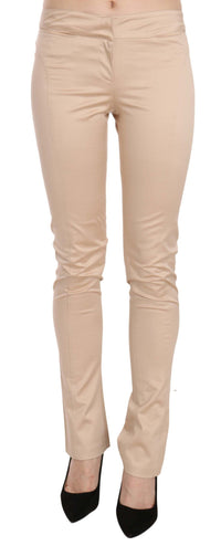 Thumbnail for Elegant Cream Low Waist Skinny Trousers