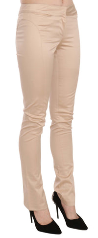 Thumbnail for Elegant Cream Low Waist Skinny Trousers