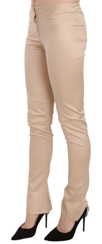 Thumbnail for Elegant Cream Low Waist Skinny Trousers