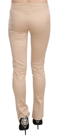Thumbnail for Elegant Cream Low Waist Skinny Trousers