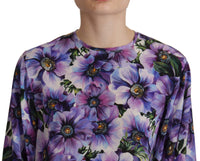 Thumbnail for Elegant Floral Silk Long Sleeve Blouse