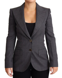 Thumbnail for Elegant Gray Stretch Wool Blazer