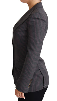 Thumbnail for Elegant Gray Stretch Wool Blazer