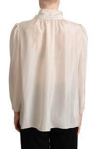 Thumbnail for Elegant Light Gray Silk Ascot Blouse