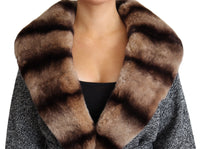 Thumbnail for Elegant Cashmere Cardigan with Rabbit Fur Collar