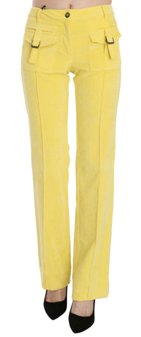 Thumbnail for Chic Yellow Corduroy Mid Waist Pants