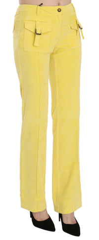 Thumbnail for Chic Yellow Corduroy Mid Waist Pants