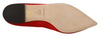 Thumbnail for Crystal Embellished Red Suede Flats