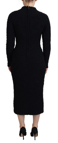 Thumbnail for Elegant Black Wool Blend Sweater Dress