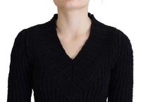 Thumbnail for Elegant Black Wool Blend Sweater Dress