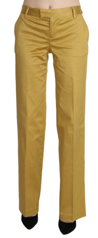 Thumbnail for Mustard Mid Waist Tailored Cotton Pants