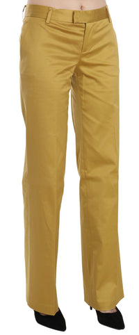 Thumbnail for Mustard Mid Waist Tailored Cotton Pants