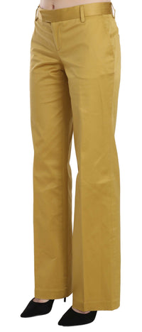 Thumbnail for Mustard Mid Waist Tailored Cotton Pants
