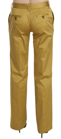 Thumbnail for Mustard Mid Waist Tailored Cotton Pants