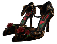 Thumbnail for Brown Embellished Leopard Print Heels Shoes