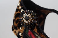 Thumbnail for Brown Embellished Leopard Print Heels Shoes