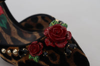 Thumbnail for Brown Embellished Leopard Print Heels Shoes