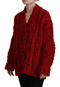 Thumbnail for Elegant Red Virgin Wool Cardigan