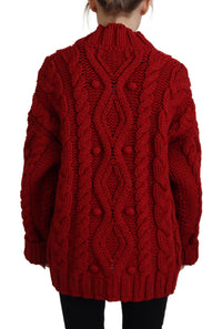 Thumbnail for Elegant Red Virgin Wool Cardigan