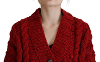 Thumbnail for Elegant Red Virgin Wool Cardigan