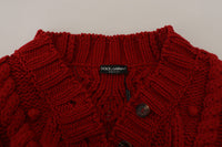 Thumbnail for Elegant Red Virgin Wool Cardigan