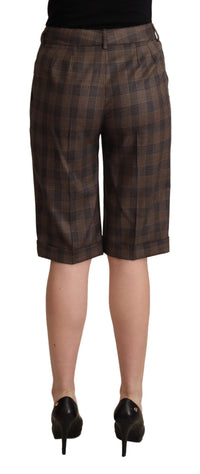 Thumbnail for Checkered Wool Bermuda Shorts in Brown