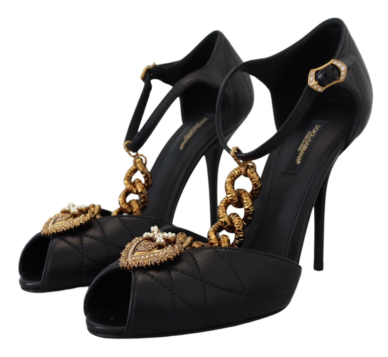 Elegant Gold-Embellished Leather Sandals