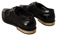 Thumbnail for Elegant Gold-Trimmed Black Oxford Lace-Ups