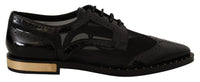 Thumbnail for Elegant Gold-Trimmed Black Oxford Lace-Ups