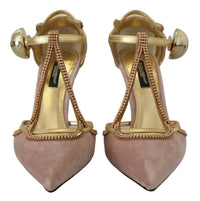 Thumbnail for Pink Crystal T-strap Heels Pumps Shoes