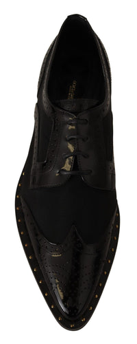 Thumbnail for Elegant Gold-Trimmed Black Oxford Lace-Ups