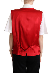 Thumbnail for Elegant Red Virgin Wool Sleeveless Vest