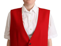 Thumbnail for Elegant Red Virgin Wool Sleeveless Vest