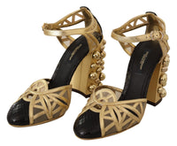 Thumbnail for Elegant Crystal Studded Leather Pumps