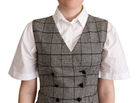 Thumbnail for Elegant Checkered Gray Silk Blend Vest