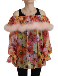 Thumbnail for Elegant Silk Floral Off-Shoulder Blouse