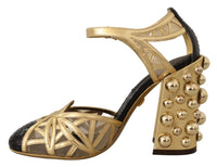 Thumbnail for Elegant Crystal Studded Leather Pumps