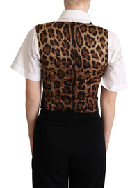 Thumbnail for Chic Black Leopard Print Waistcoat