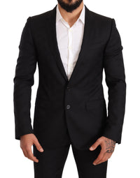 Thumbnail for Elegant Martini Black Wool Suit