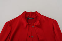 Thumbnail for Elegant Red Ascot Collar Blouse