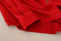 Thumbnail for Elegant Red Ascot Collar Blouse